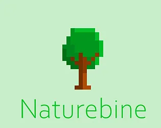 Logo of the game Naturebine, showing a pixel-art tree with the text 'Naturebine' under it in green. Light green background.